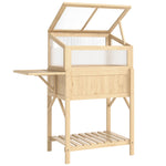 Carré potager sur pieds avec serre, jardinière surélevée, table latérale pliante et étagère, 104x50x120cm, bois naturel