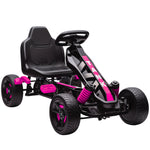 Kart à pédales pour enfants, karting enfant 3 à 6 ans avec roue libre, frein, roues EVA antidérapantes, rose