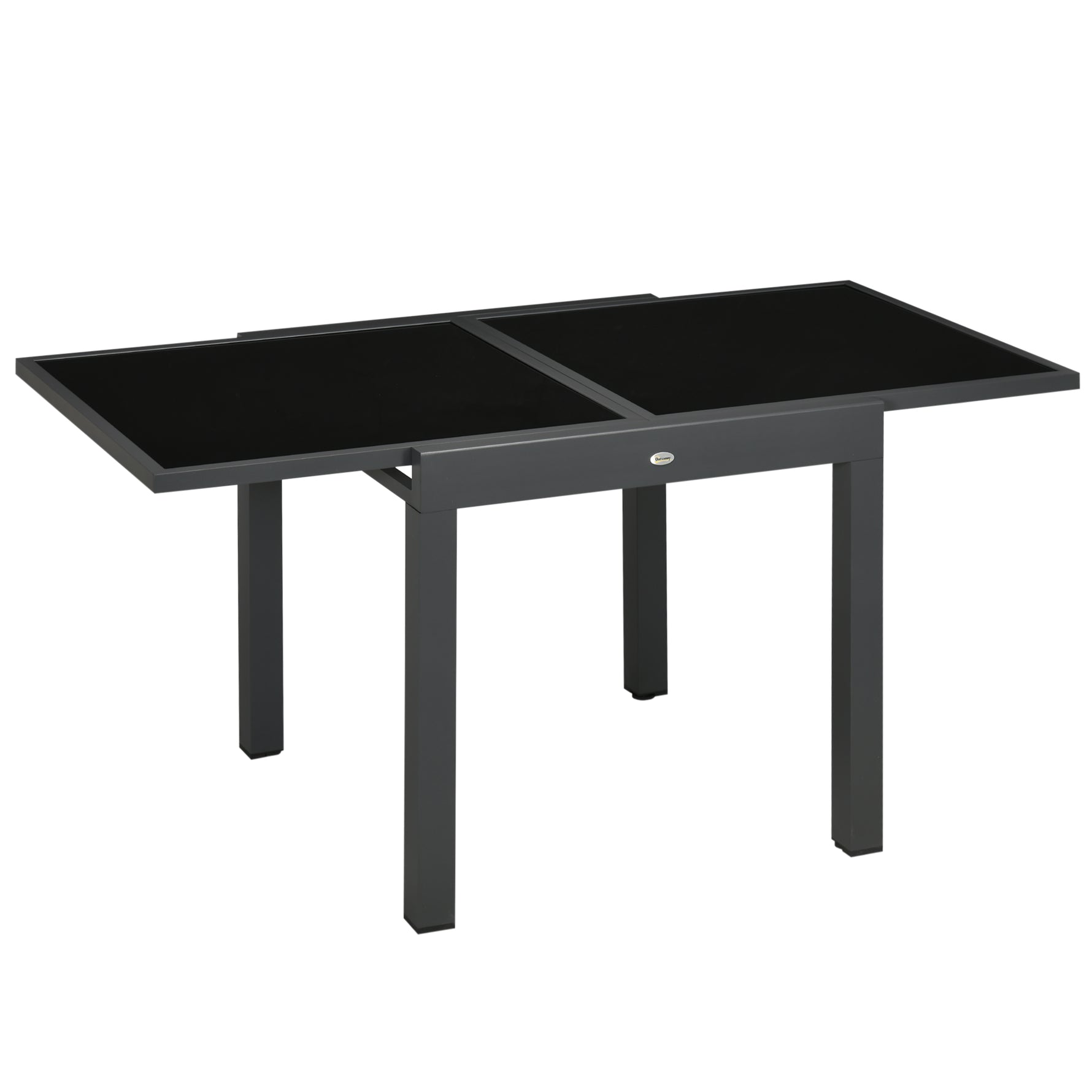 Table Extensible de Jardin Grande Taille dim. dépliées 160 x 80 x 75 cm Aluminium Gris foncé Plateau Verre trempé Noir