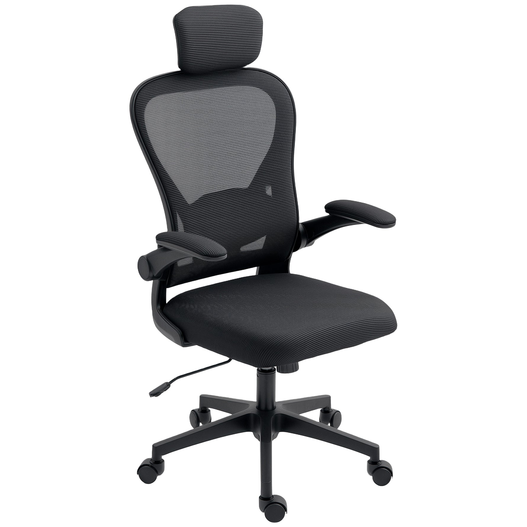 Chaise de Bureau Ergonomique, Fauteuil de Bureau en Maille avec Appui-Tête et Soutien Lombaire Réglables, Noir