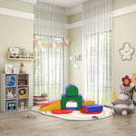 7PCS Parcours motricité bébé, jouet d'escalade, mousse blocs de construction avec revêtement synthétique, jouets éducatifs pour enfants d'âge préscolaire, multicolore