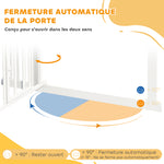 Barrière de sécurité animaux de 104,1H cm avec porte fermeture automatique système de double verrouillage blanc