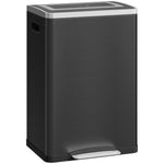 Poubelle de cuisine 2 compartiments de 2 x 20L, poubelle avec pédale, couvercle à fermeture douce 40 x 34,8 x 59 cm noir