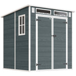 Abri de Jardin en Résine Cabanon de Rangement Double Porte 3 Fenêtres et 2 Aérations Anti-UV avec Plancher 3,3 m² Gris