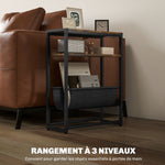Tavolino da divano con ripiano e portariviste struttura in acciaio design industriale - 43L x 18P x 56A cm