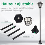Lot de 2 luminaires extérieurs lampadaire sur pied solaire lampadaire lanterne classique LED 60 Lm max. noir