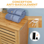Meuble salle de bain en bambou armoire salle de bain sur pied avec double porte à lattes, 68 x 32 x 86 cm, naturel