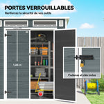 Abri de Jardin en Résine Cabanon de Rangement Double Porte 3 Fenêtres et 2 Aérations Anti-UV avec Plancher 3,3 m² Gris