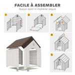 Niche pour chien extérieur, maison chien en polypropylène imperméable, ventilé, plancher surélevé, gris clair