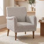 Fauteuil, 1-zitsbank met hoge rugleuning, armleuningen, brede zitting, poten van rubberwood, linnen stof, grijs