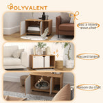 Meuble à litière maison de toilette sur pieds pour chat 2 en 1 portes style scandinave 80 x 48 x 48 cm naturel et blanc