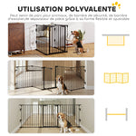 Barrière de sécurité parc enclos chien modulable pliable porte intégrée 300L max. x 74,5H cm métal PP noir