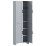 Armoire de cuisine hauteur 170 cm buffet haut avec 4 portes et étagères ajustable, design moderne, gris