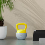 Kettlebell 10kg haltère avec poignée antidérapante pour fitness musculation cardio, gris et jaune