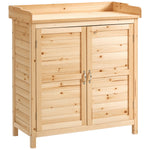 Armoire de jardin remise pour outils sur pied placard avec double porte et étagère interne en bois massif sapin pré-huilé dim. 83L x 40l x 92H cm naturel