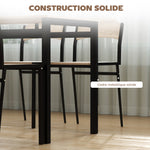 Ensemble table à manger 5 pièces avec 4 chaises lateau MDF coloris bois de chêne châssis métal noir