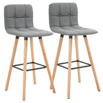 2er-Set Barhocker, gepolsterte Barstühle mit Rückenlehne und Fußstütze, Holzbeine, 41,5x47x97,5 cm, Grau