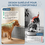 Gamelles Chiens Surélevées Gamelle Double Chien Chat Porte-Gamelles 2L Acier Inox 60 x 30 x 35,5 cm Gris