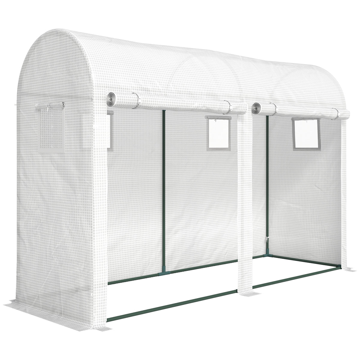 Serre de Jardin, Petite Serre de Balcon en Bâche PE Châssis Acier, Portes et Fenêtres Roulantes 300 x 100 x 200 cm blanc