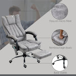Fauteuil de bureau massant et chauffant, chaise de bureau, chaise ergonomique avec hauteur réglable, dossier inclinable, repose-pied et télécommande filaire, pivotant à 360°, gris