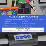 Jeu de basketball arcade pliable à 2 panier 4 balles pompe de gonflage, panier de basketball avec système de pointage, 4 bouton fonctionnement et 8 modes, 205x110x205cm, noir et blanc