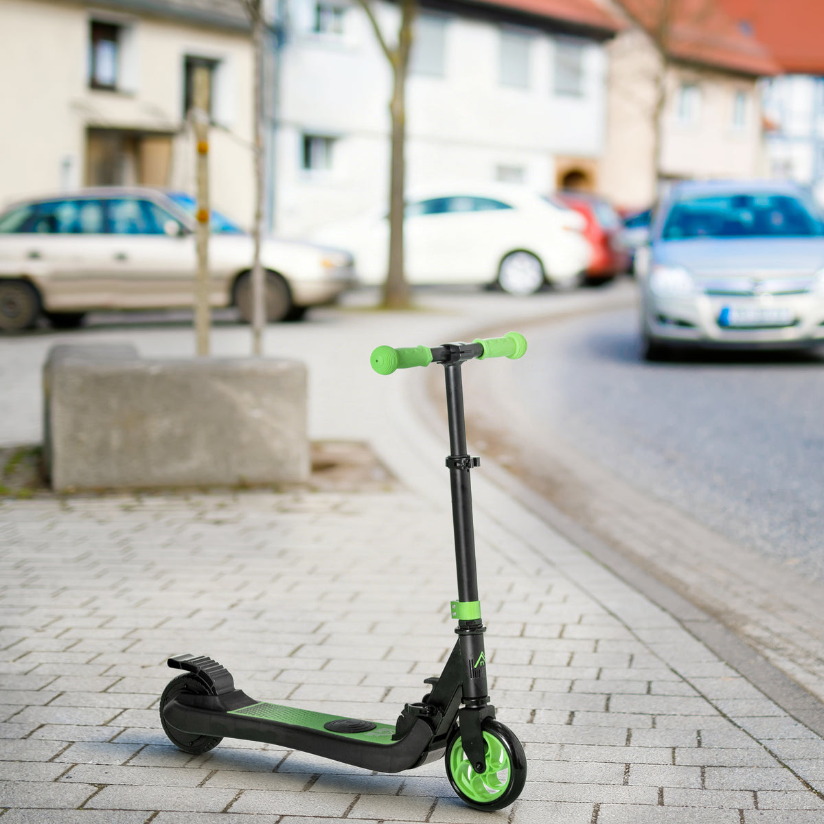 Electric scooter for children 6+ years, foldable, 8 km/h, 71x36.5x75-80cm, aluminum, steel, green