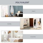 Miroir à Pied Ovale Style Shabby Chic Inclinaison réglable dim. 48L x 46l x 147H cm MDF Blanc
