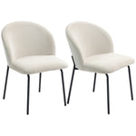 Lot de 2 chaises de salle à manger en velours côtelé, chaises de cuisine avec pieds en acier, 56x58x78cm, crème
