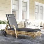 Transat bain de soleil matelas inclinaison réglable multipositions accoudoirs roulettes 200 x 73 x 30-103 cm jaune