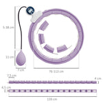 Hula hoop cerceau avec picots de massage ajustable 76-113 cm de tour de taille 16 segments amovibles 139x4,5cm violet