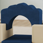 Percorso psicomotorio per neonati 7 pezzi, modulo in gommapiuma con rivestimento in velluto e base antiscivolo, blu