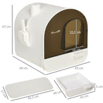 Lot de 2 bacs à litière pour chat maison de toilette porte battante, pelle et filtre inclus dim. 43L x 44l x 47H cm