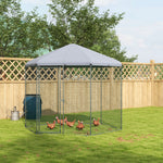 Buitenren voor kippen 5 m² draadkooi afm. 2,8L x 2,45B x 2,46H - overdekte ruimte - 5/8 kippen