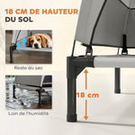 Lit pour Chien Surélevé Tente pour Chien avec Auvent Tente 3 Côtés Respirant Textilène Sac 76x61x70cm Gris Clair