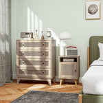 Commode 4 tiroirs meuble de rangement cannage en rotin aspect bois clair 80 x 35 x 95 cm