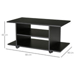 Meuble TV avec Roulettes 80 cm, Meuble Télé pour Téléviseur jusqu'à 42 Pouces avec Étagères Ouvertes, Style Moderne, Banc TV pour Salon, Chambre, Noir