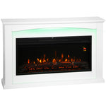Cheminée électrique 1000W/2000W, fausse cheminée décorative, effet flamme à 5 luminosités réglables, 121x25x77cm, blanc
