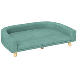 Canapé pour chien grand lit surélevé pour chien coussin lavable cadre en bois tissu polyester 98 x 67 x 25 cm vert clair
