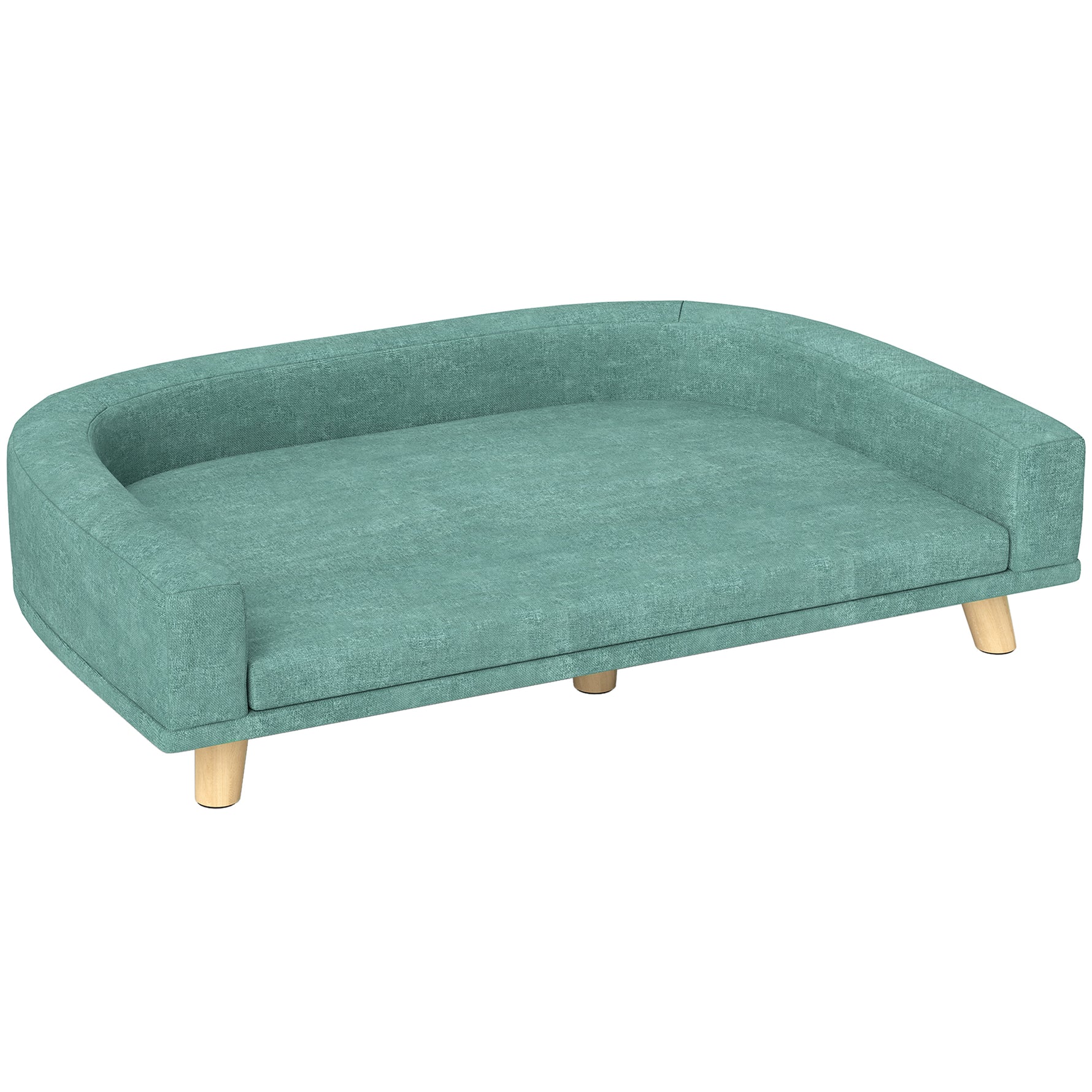 Canapé pour chien grand lit surélevé pour chien coussin lavable cadre en bois tissu polyester 98 x 67 x 25 cm vert clair