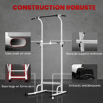 Power tower dip barre de traction autoportante réglable en hauteur cadre acier 91,5 x 97,5 x 176,5-227 cm pour la maison