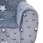Kinder-Kindersessel, leuchtendes Kindersofa mit Sternenmuster, Samtstoff, für Jungen und Mädchen, Grau