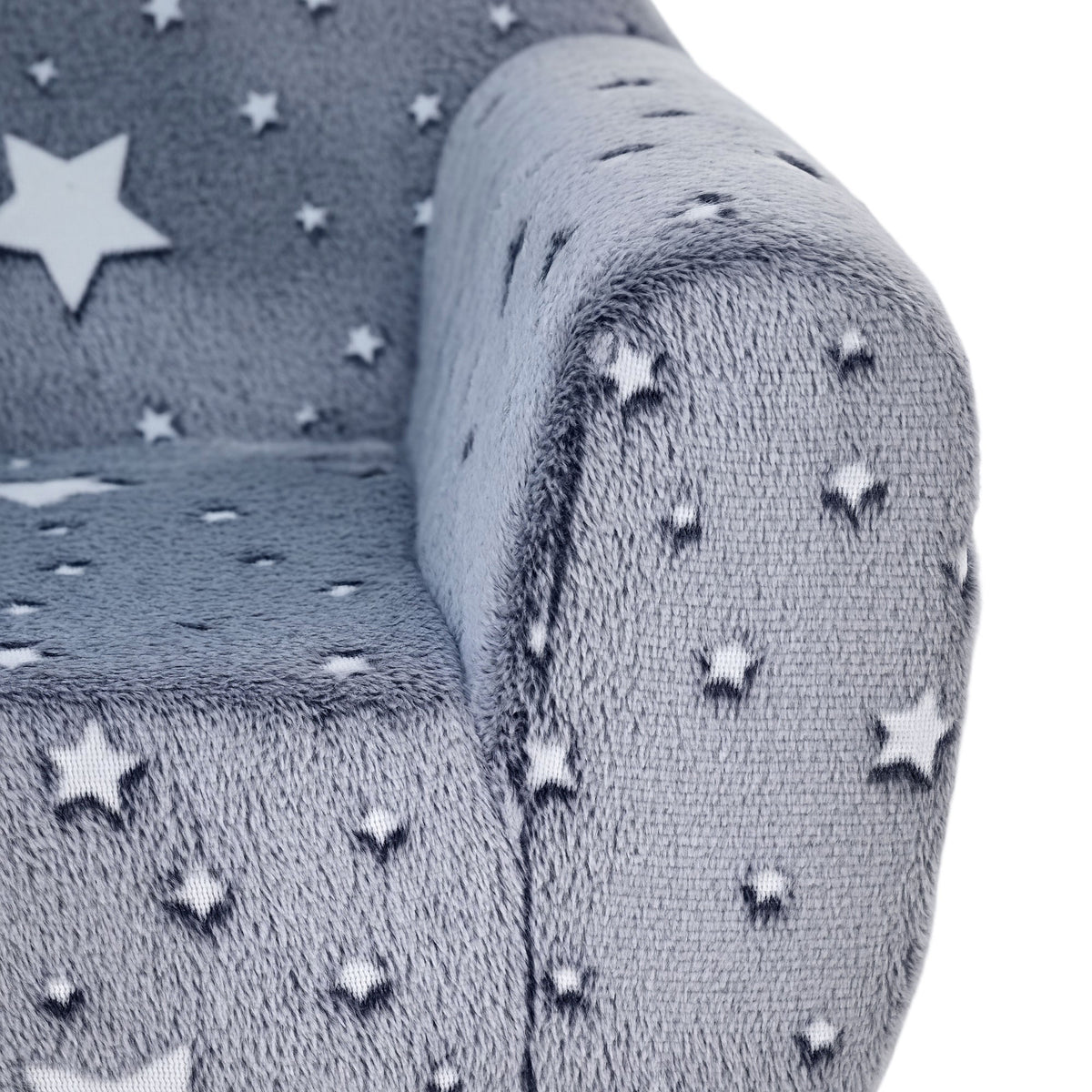 Kinder-Kindersessel, leuchtendes Kindersofa mit Sternenmuster, Samtstoff, für Jungen und Mädchen, Grau