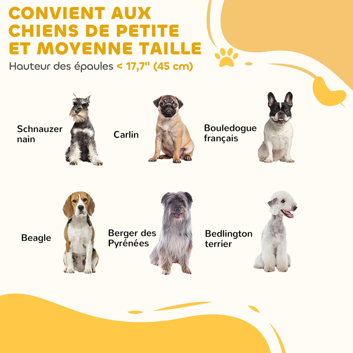 Barrière de sécurité modulable pliable pour animaux de compagnie avec pied de support, bois massif, 206 x 35,5 x 76 cm
