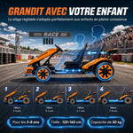 Kart Électrique pour Enfants 12 V, Go Kart, 2 Moteurs, Siège Réglable, Batterie au Lithium, Démarrage Progressif, Orange