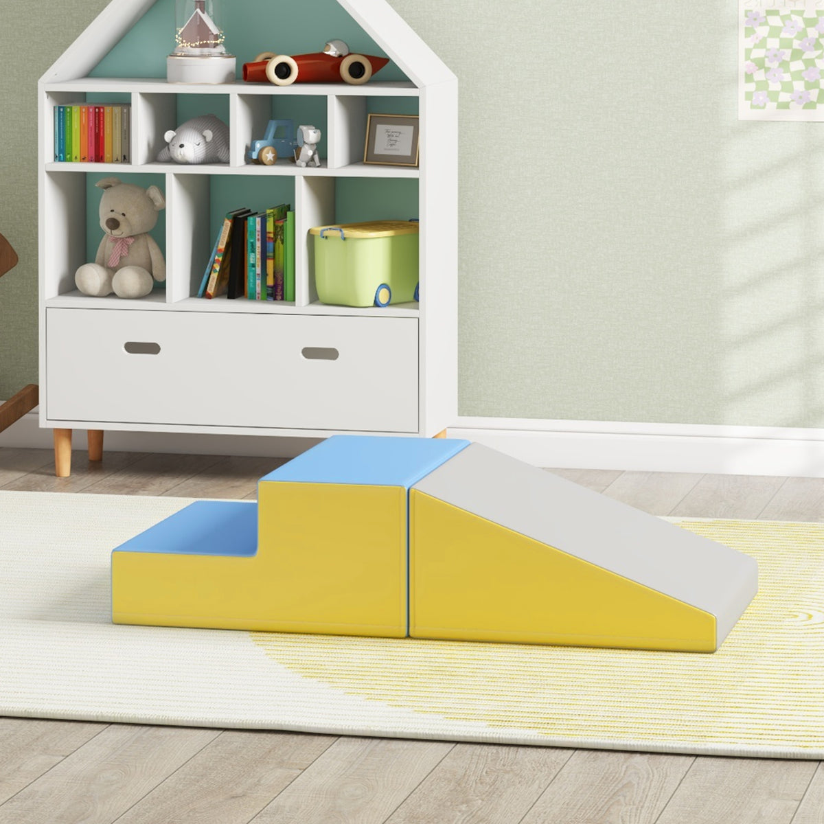 Parcours motricité bébé jouets d'escalade modulable 2 briques géantes en mousse 50 x 50 x 25 cm multicolore