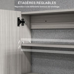 Armoire murale salle de bain avec miroir, meuble salle de bain, double portes et étagères réglables, 80x15x60cm, gris