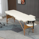 Lit/Table de Massage cosmetique Pliable en Bois 2 Zones crème