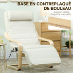Fauteuil de salon fauteuil relax massant et chauffant dossier haut, appui-tête et repose-pieds, 67 x 95 x 101 cm, crème