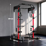 Power Rack per allenamento della forza 900 kg, doppia puleggia regolabile su 19 livelli, Home Gym completo, nero