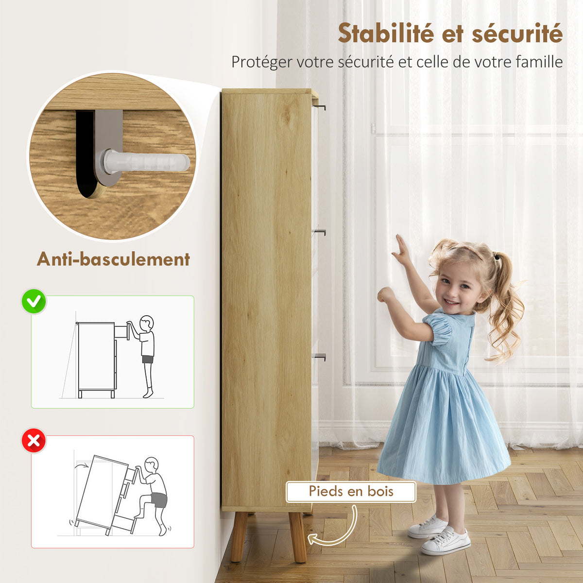 Meuble à chaussures, armoire à chaussures étroite, 3 tiroirs rabattables, porte haute brillante, 60x24x127cm, blanc